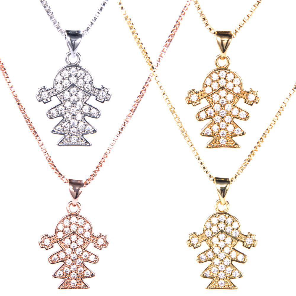 Fashion Luxury Holidays gifts gold love symbol girl shaped pendant Necklace 2