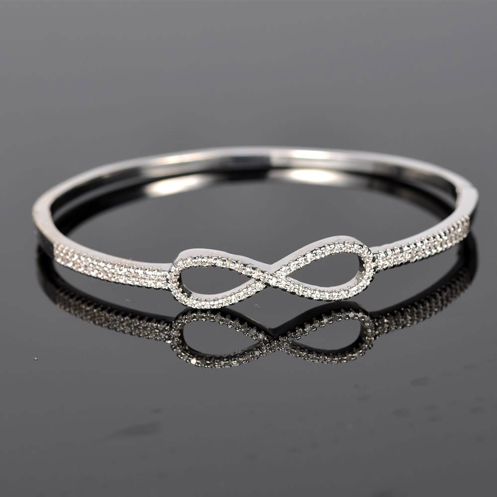 Charm 925 sterling silver rhodium white gold plated bracelet fashion bangle