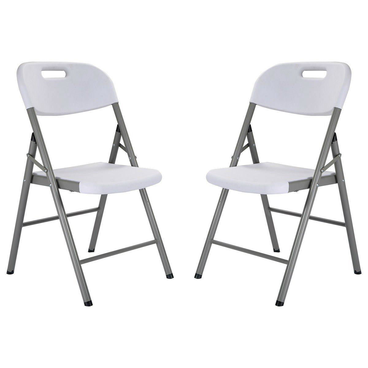 White Blow Mold Plastic Folding Chair 