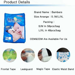 Elastic waistband OEM baby diapers