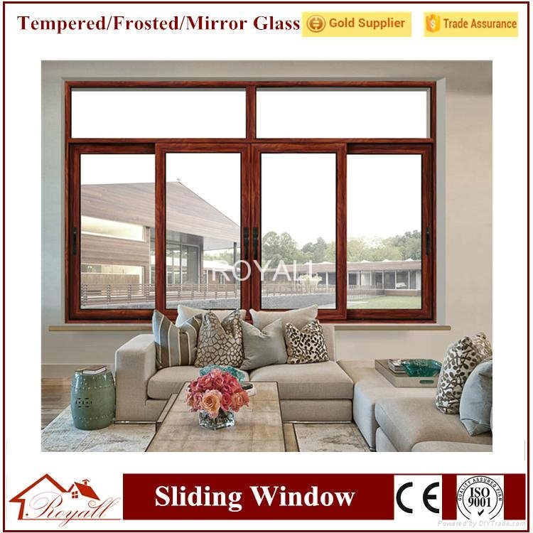Different Color&Thickness Tempered Glass Customized Size Aluminium Window 2