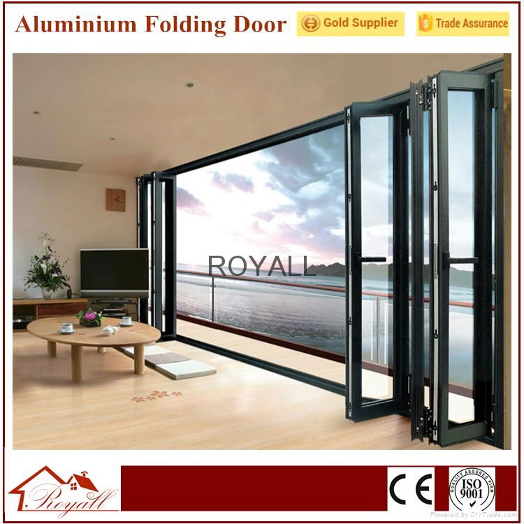 European Style 1.4-3.5mm Double Glass Aluminium Sliding or Folding Door  1