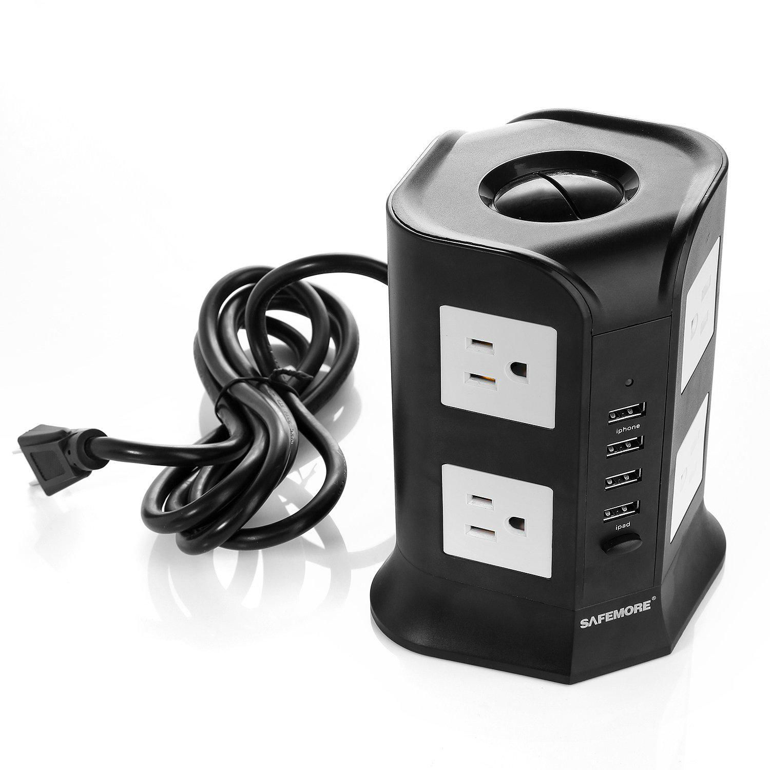 Safemore Power Strip Surge Protector Smart 8-Outlet with 4-USB Ports Socket Blac 5