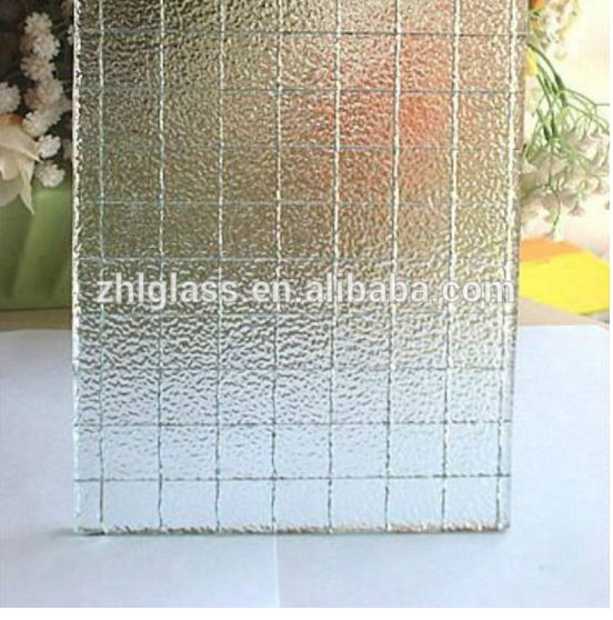 Top quality clear wired glass price 6mm  Nashiji patterned glass