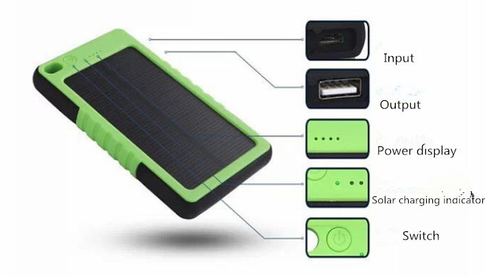 6000mah portable powerbank solar power bank charger mobile phone body panel 0.7 