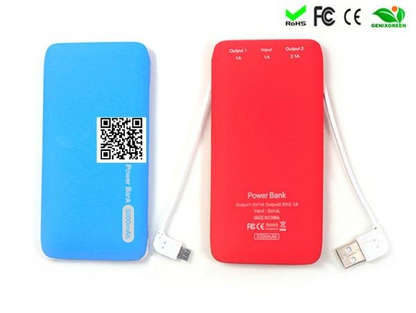 5000mAh Portable Charger External Battery Pack Power Bank Charger the shell with 4