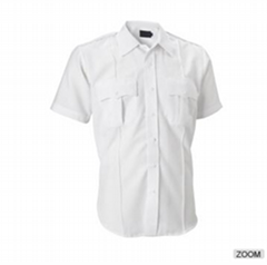 Men White Short Sleeve Pilot Uniform Dress Work Shirt