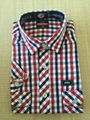 polyester cotton men check shirt for stock  2