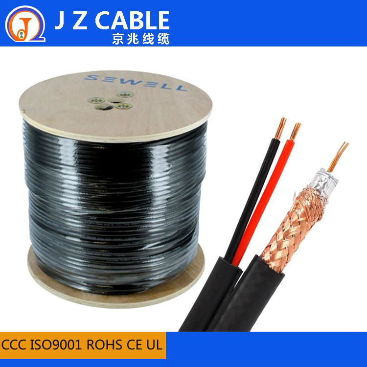 RG59+2c Power Cable with 95% braiding,rg59 siamese cable 4