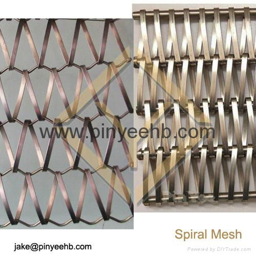 Facade use balance woven spiral mesh curtain wall