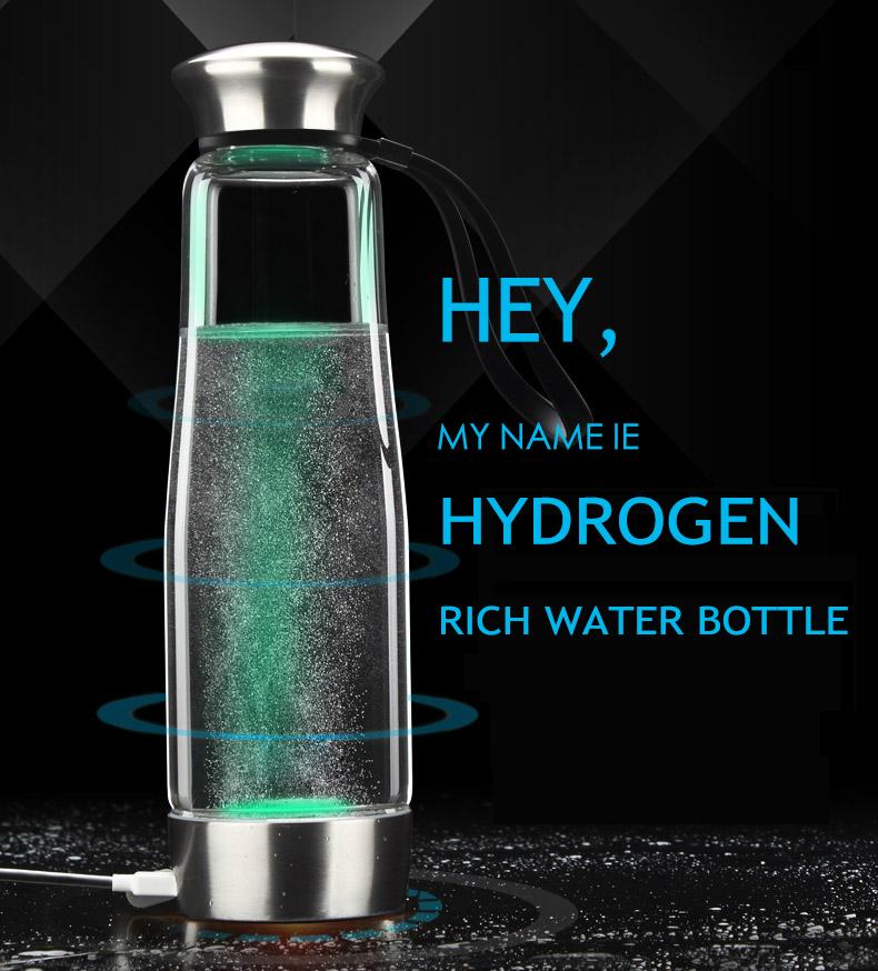 450ml Portable Hydrogen Rich Water Ionizer Transparent Water Glass with Lid High 2