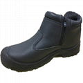 Middle Cut Black Emboss Leather Steel Toe Safety Shoes