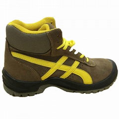 Middle Cut Brown Suede Leather Steel Plate Anti-static Safety Shoes