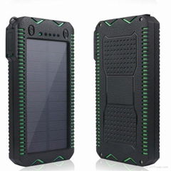 12000mAh waterproof and fireproof solar power bank with cigarette lighter