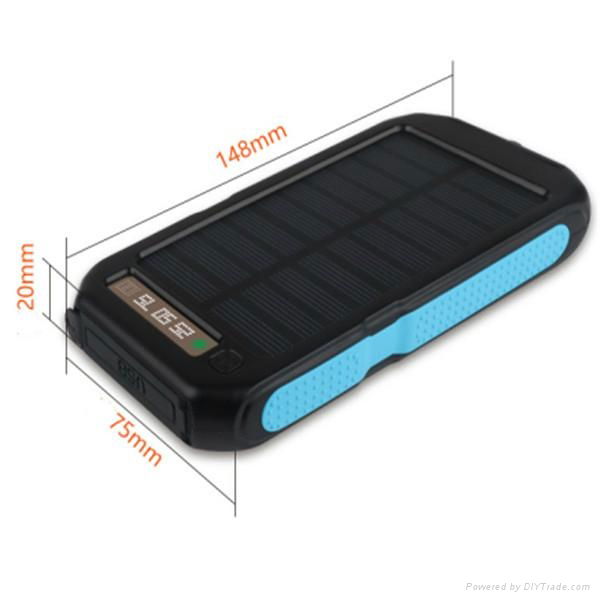 Fireproof solar power charger 8000mAh 10000mAh with digital display and SOS ligh