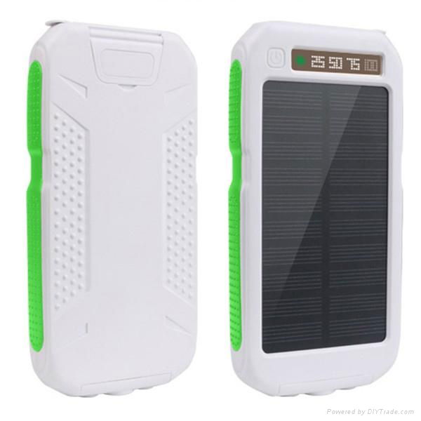 Fireproof solar power charger 8000mAh 10000mAh with digital display and SOS ligh 2