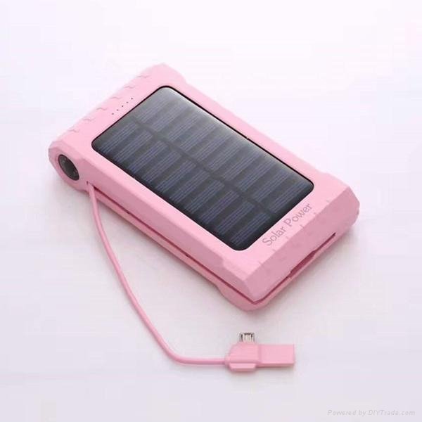 Built-in cable mobile phone solar power bank with compass and thermometer