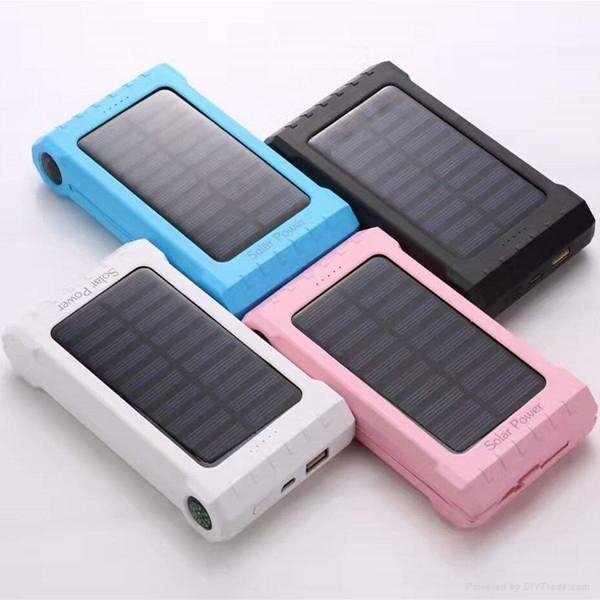 Built-in cable mobile phone solar power bank with compass and thermometer 2