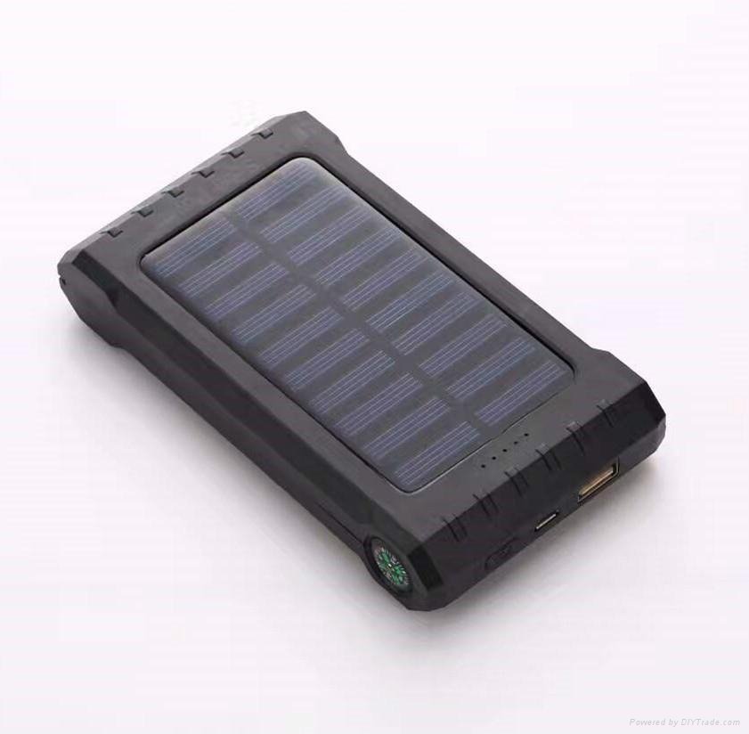 Built-in cable mobile phone solar power bank with compass and thermometer 4
