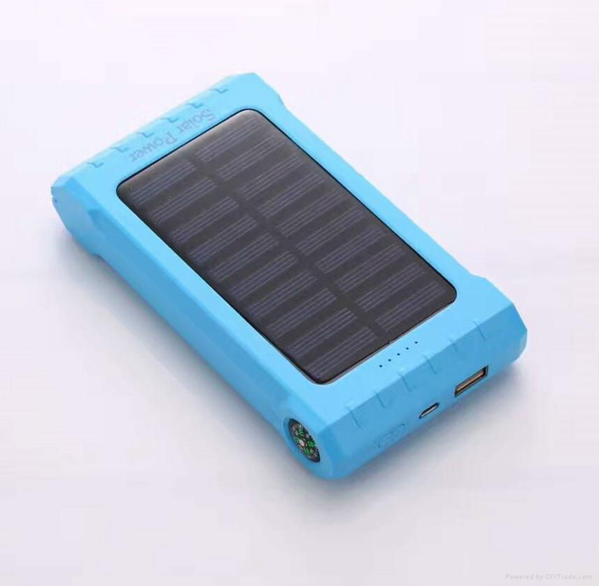 Built-in cable mobile phone solar power bank with compass and thermometer 5