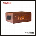 best gift wooden led alarm clock with bluetooth speaker and QI charger 3