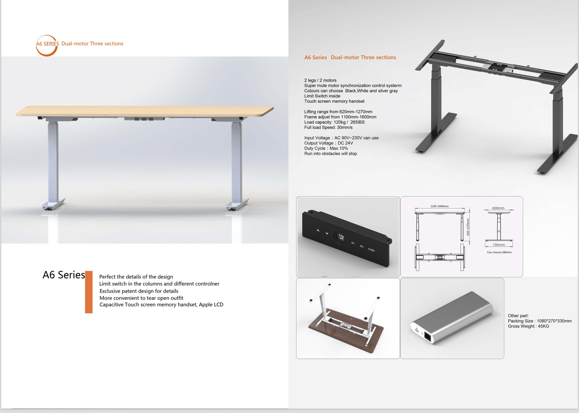 Dual motor electric sit stand height adjustable desk - WA6 - WALTZ
