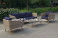2017 newest design wood looklike PE rattan sofa set 