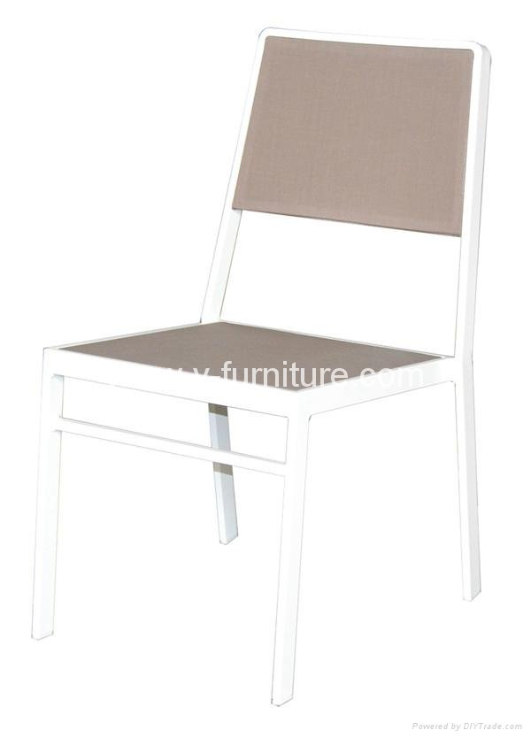 Outdoor furniture aluminiu glass dining table sling armchair 3