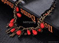 Hot Selling Red Flower Rhinestone Women Necklace