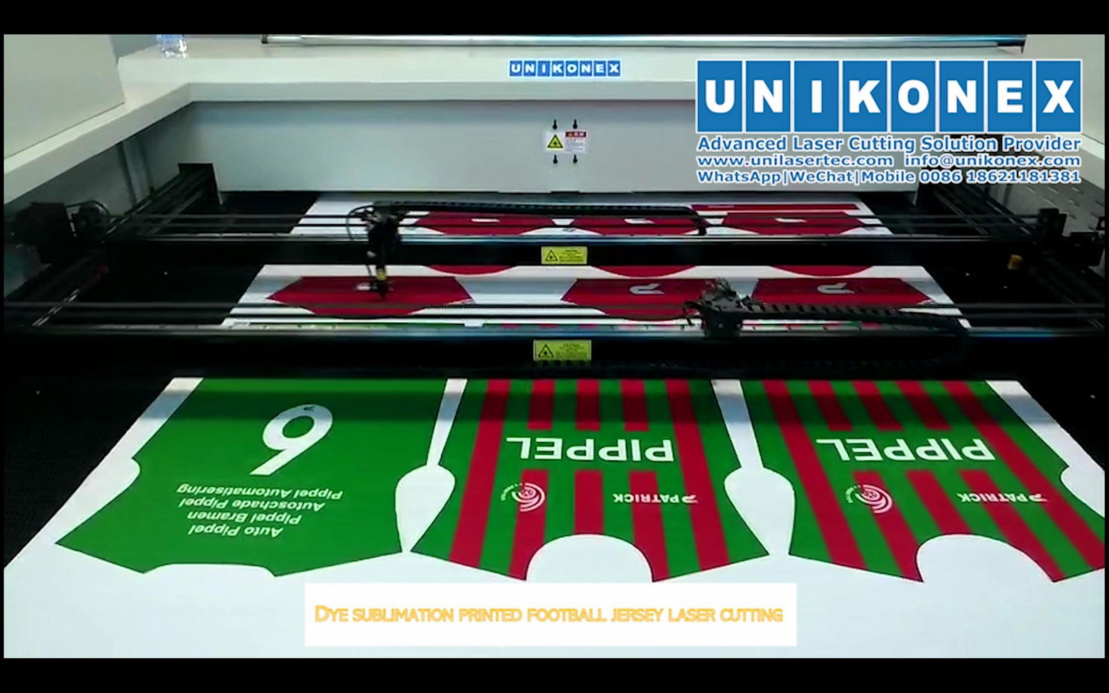 Dye Sublimation Printed Football Jersey laser cutting by Unikonex UL