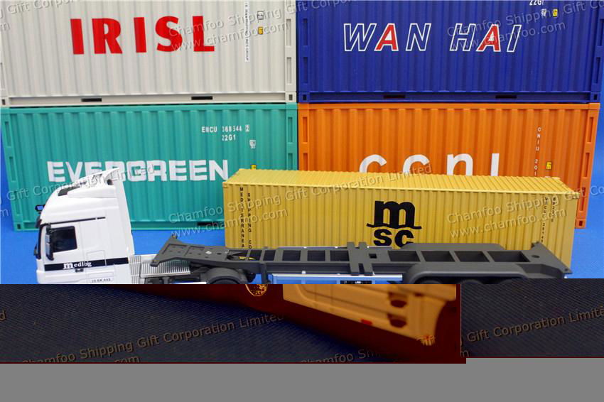 1:50 MSC Diecast Alloy Container Truck Model Ochre Yellow