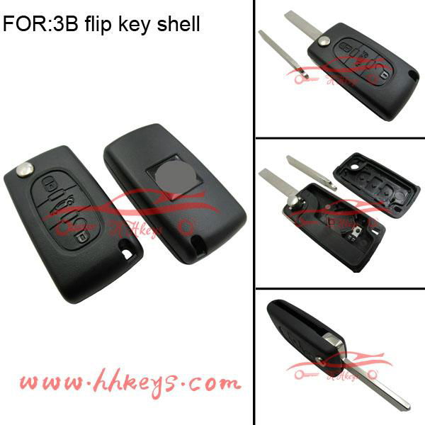 Peugeot 307 407 Flip Key Shell Replacement With Battery Place 2