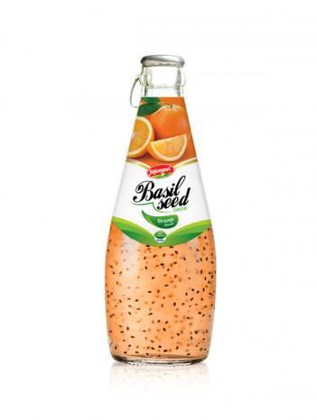 Fruit Juice Basil Seed Drink Orange Flavour In Glass Bottle