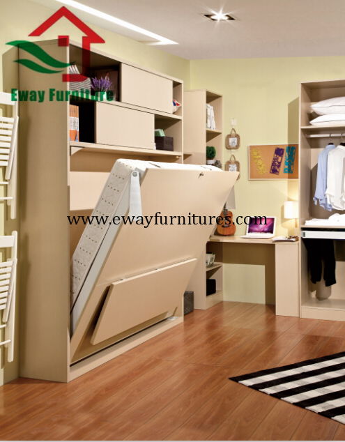 Save Space Bedroom Furniture Murphy Bed Folding Wall Bed with Movable Corner Des 2