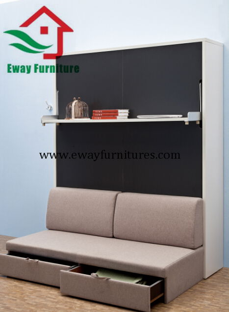 Fashionable creative space saving horizontal used murphy wall bed with sofa 3