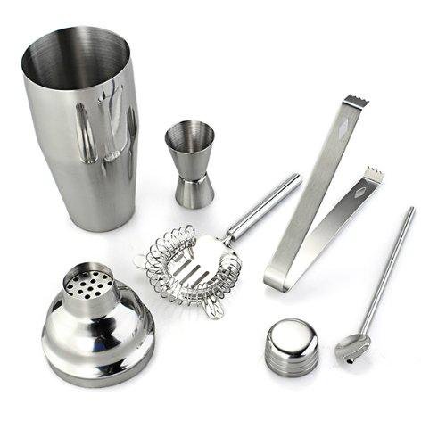5-pieces stainless steel cocktail shaker set with gift box packing
