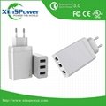 High Technology Item QC3.0 EU Plug 3 port Travel USB Charger 3