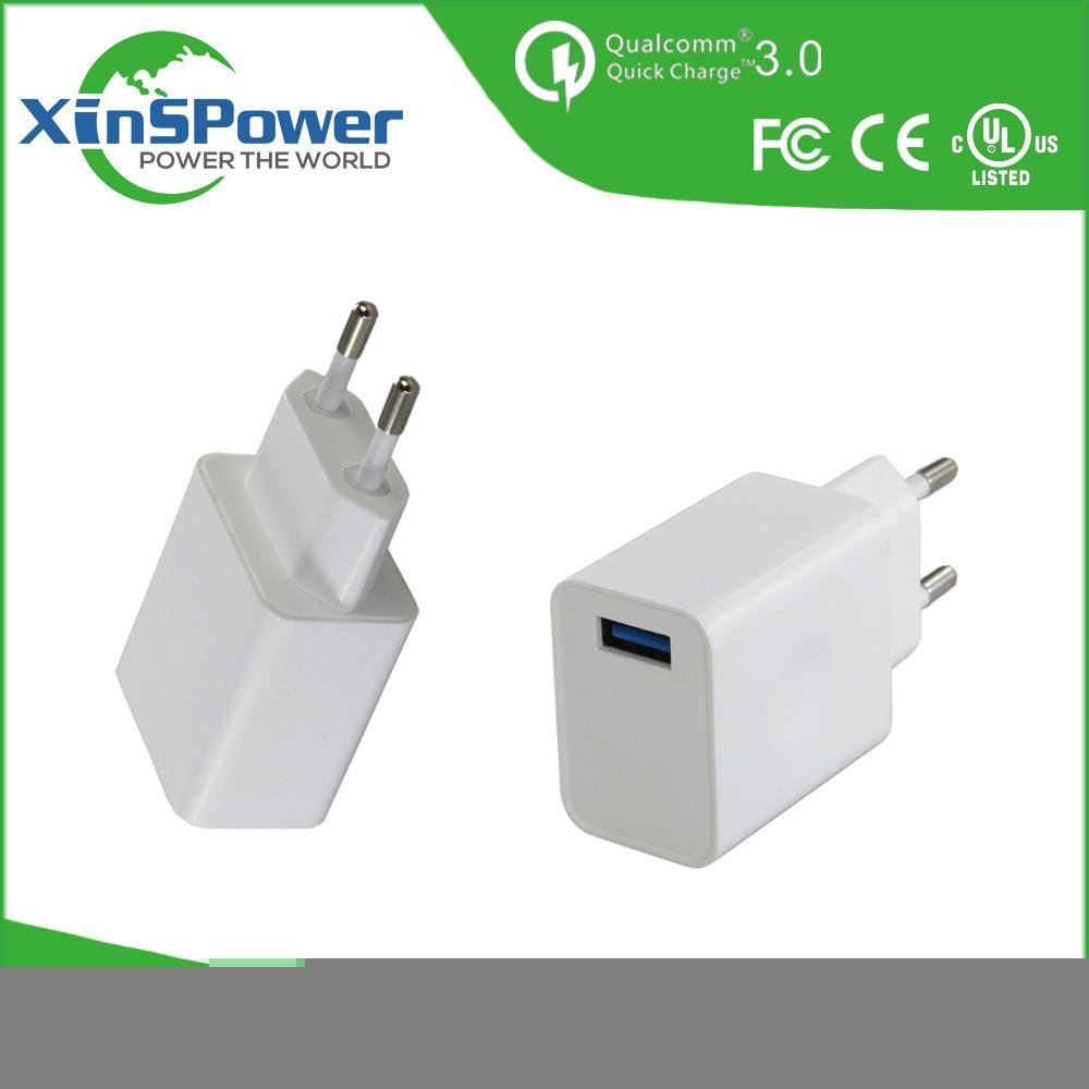 2017 Shenzhen Factory Sale QC3.0 EU Plug Travel USB Charger for cell phone