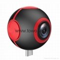 360 Degree Dual 3K lens VR Video Camera Real Time Seamless Stitching for Android 3