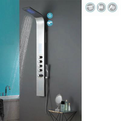Stainless Steel Chrome Finish LED Shower Head Bathroom Shower Panel 
