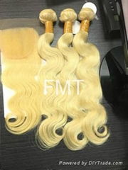 100% virgin brazilian hair huamn hair body wave natural color blonde color hair 
