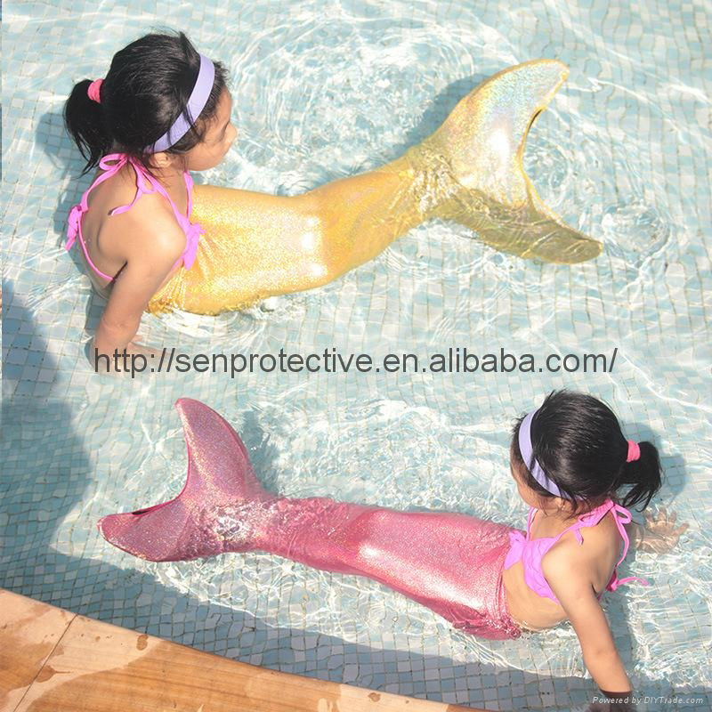 China customized children mermaid tail swimwear for swimming with mono fin 2