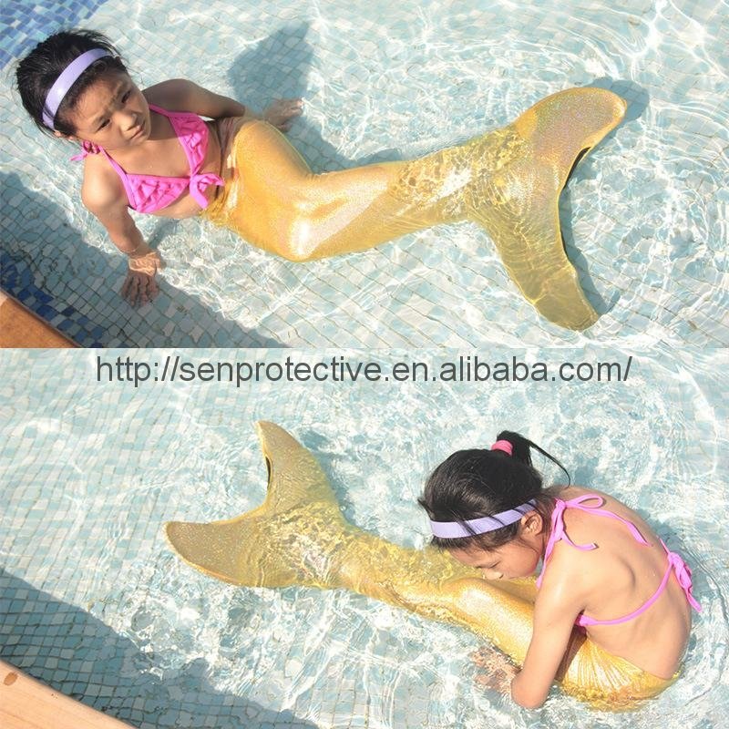 China customized children mermaid tail swimwear for swimming with mono fin 3