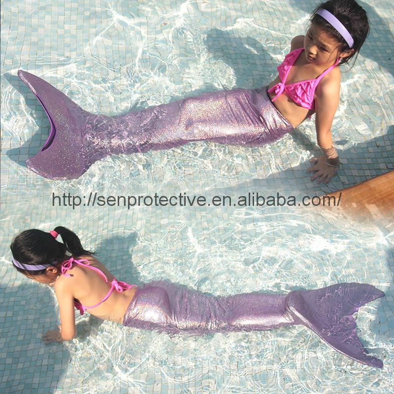 China customized children mermaid tail swimwear for swimming with mono fin 5