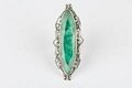925 Sterling Silver Emerald Gemstone Long Ring 2