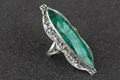 925 Sterling Silver Emerald Gemstone Long Ring