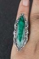 925 Sterling Silver Emerald Gemstone Long Ring 3