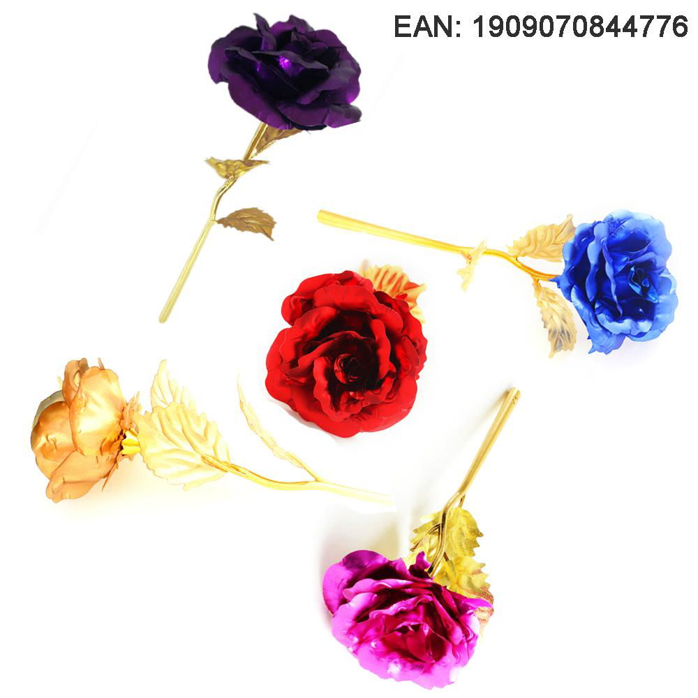 24K Golden Flower Christmas Present Valentine Rose Wedding Accessory 3
