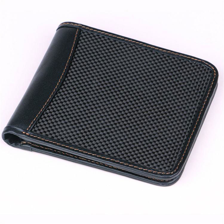 Hot Sell Men’s Genuine Leather Carbon Fiber ID Credit Card Long Holder Wallet 3