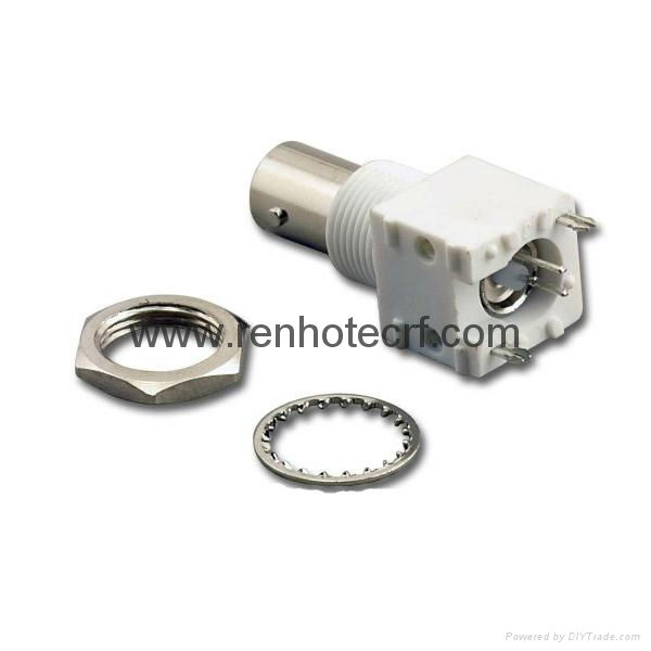  straight white plastic BNC jack for PCB mount  4